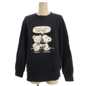 × PEANUTS トレーナー スウェット スヌーピー フロッキー ネイビー M 260226E ECD001