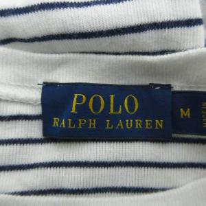 POLO RALPH LAUREN カットソー M オフホワイト 紺 ネイビー ボーダー柄 ラウンドネック 長袖 /HO68 ECD001
