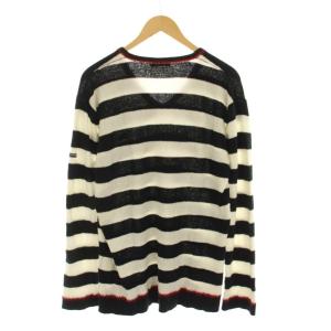 BURBERRY BLACK LABEL セーター ニット Vネック ボーダー 長袖 3 黒 白 /YM ECD001