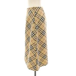 BURBERRY LONDON 台形スカート ひざ丈 ノバチェック L ベージュ 黒 赤 /YM ECD001