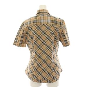 BURBERRY LONDON シャツ ブラウス ノバチェック 半袖 L ベージュ 黒 赤 /YM ECD001