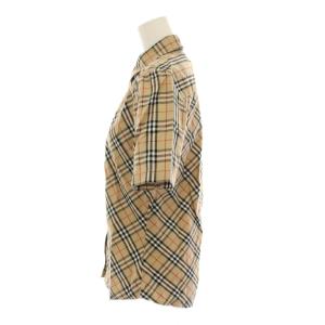 BURBERRY LONDON シャツ ブラウス ノバチェック 半袖 L ベージュ 黒 赤 /YM ECD001