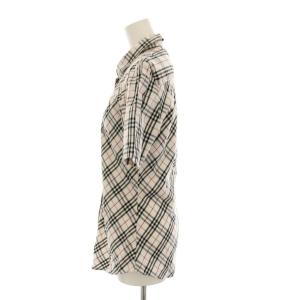 BURBERRY LONDON シャツ ブラウス チェック 半袖 L 薄ピンク 黒 赤 /YM ECD001
