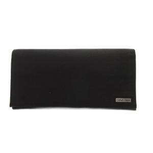 長財布 ウォレット 黒 ブラック 無地 シボ加工 ロゴプレート /MX ECD001