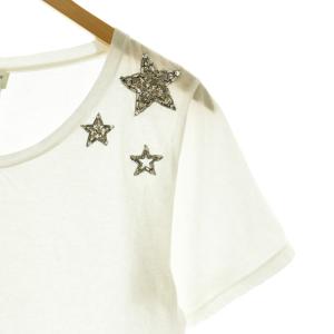 SAINT LAURENT PARIS Tシャツ カットソー ビジュー L ホワイト /DF ECD001