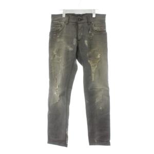 デニムパンツ ジーンズ ジーパン Gパン ジッパーフライ ダメージ加工 46 グレー GZN9CD G8F68