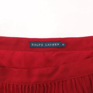 RALPH LAUREN 美品 スカート 絹 シルク 4 赤 レッド プリーツ シアー ミディ丈 /KB ECA001