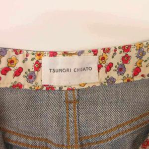 TSUMORI CHISATO デニム ジーンズ 2 ワイドシルエット 刺繍 ハーフ丈 アニマルモチーフ インディゴブルー /NU GY58