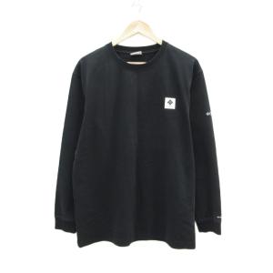 Tシャツ カットソー 長袖 L 黒 無地 クルーネック ロゴ刺繍 /SY13 ECA001