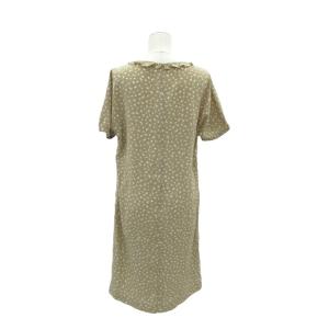 HANAE MORI ワンピース ミモレ丈 半袖 ラウンドネック 総柄 40 茶色 ブラウン オフホワイト /HO61 ECA001