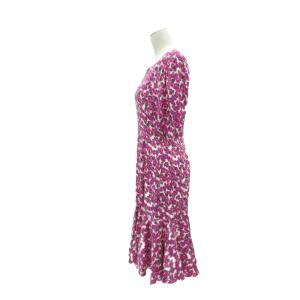 HANAE MORI ワンピース 半袖 ミモレ丈 11A3 オフホワイト マゼンタ /HO62 ECA001