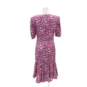 HANAE MORI ワンピース 半袖 ミモレ丈 11A3 オフホワイト マゼンタ /HO62 ECA001