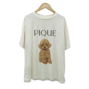 gelato pique ルームウエア セットアップ 上下 カットソー 半袖 ラウンドネック パンツ ストレート 犬柄 ロゴ ONESIZE