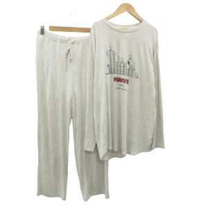 × ピーナッツ PEANUTS ルームウエア セットアップ 上下 カットソー 長袖 パンツ アンクル丈