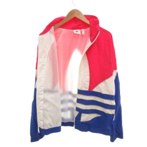 adidas Originals ビッグトレイフォル ナイロンジャケット ブルゾン 0 ピンク 青 ブルー GE6224 /JS ECA001