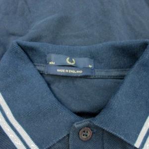 FRED PERRY ポロシャツ 綿 36 紺 ネイビー 半袖 ライン装飾 /GR GY58