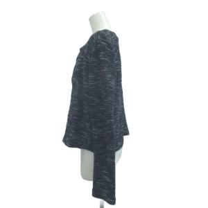 theory luxe カーディガン 絹 シルク 40 紺 ネイビー ノーカラー 長袖 杢調 /NP GY58