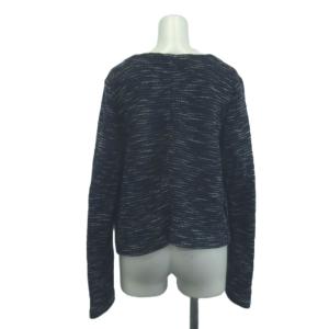 theory luxe カーディガン 絹 シルク 40 紺 ネイビー ノーカラー 長袖 杢調 /NP GY58