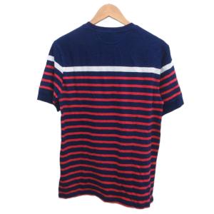 POLO RALPH LAUREN タグ付き Tシャツ 半袖 ヘンリーネック XL 青 ブルー 赤 レッド ボーダー カットソー /PP GY58