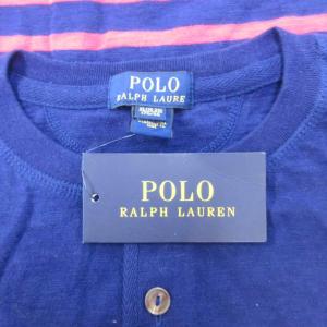 POLO RALPH LAUREN タグ付き Tシャツ 半袖 ヘンリーネック XL 青 ブルー 赤 レッド ボーダー カットソー /PP GY58