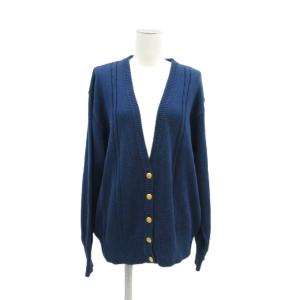 SCHOOLSIENNE ニットカーディガン ミドル丈 紺 Vネック ケーブル編み オーバーサイズ /SY18