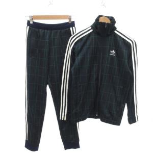 セットアップ トラックジャケット パンツ ジャージ タータンチェック柄 XS ダークグリーン 紺 ネイビー