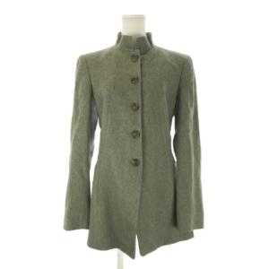 ジャケット 上着 カシミヤ 38 緑 カーキ スタンドカラー 長袖 無地 /CK32 ECB001