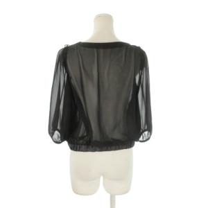 LANVIN en Bleu シアージャケット 上着 38 黒 ブラック 七分袖 フロントジップ シアー素材 /CK13 ECB001