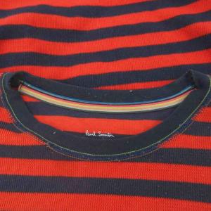 PAUL SMITH HOMEWEAR ルームウェア Tシャツ カットソー L 紺 ネイビー 赤 レッド ボーダー柄 ラウンドネック