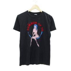 Tシャツ カットソー M 黒 半袖 クルーネック プリント /SY18 ECD002