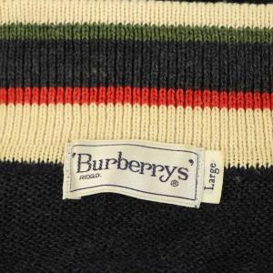 burberrys ニットポロシャツ リネン混 ヴィンテージ L ネイビー