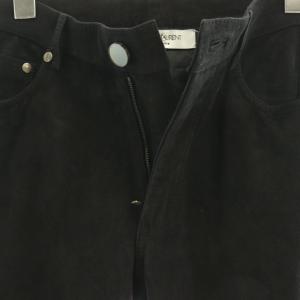YVES SAINT LAURENT レザーパンツ スエード 羊革 ブーツカット 34 ブラック /ES ECD002