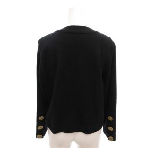 YVES SAINT LAURENT 美品 ニットカーディガン ウール 金ボタン ラウンドネック M 黒 ブラック /YJ ECD002