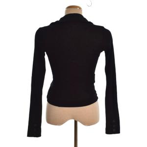 PAOLA FRANI ブラウス カットソー 長袖 ギャザー 無地 ホック 襟付き 40 黒 ブラック 325005 ECD002