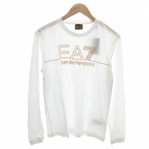 タグ付き EA7 ロンT カットソー M 白 ホワイト ロゴプリント ラウンドネック 長袖/HW ECD002