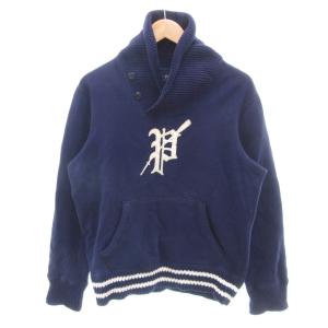 美品 トレーナー スウェットシャツ ニットカラー Pロゴ パッチ M 紺 ネイビー /SJ ECD002