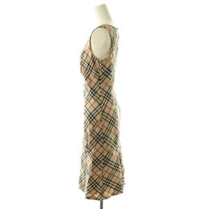 BURBERRY BLUE LABEL ワンピース ノースリーブ 膝丈 ノバチェック ウール 38 ベージュ /NR ECD002