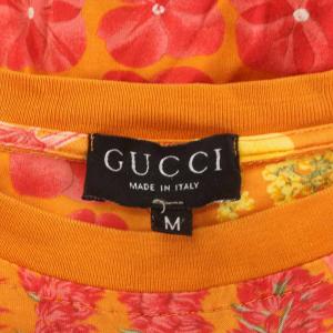 GUCCI Tシャツ カットソー 半袖 総柄 花柄 M オレンジ 黄 イエロー /AN49 ECD002