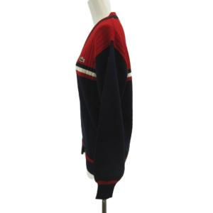 LACOSTE CHEMISE LACOSTE ニット セーター ウール ３ 赤 レッド 紺 ネイビー Vネック 長袖