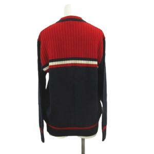 LACOSTE CHEMISE LACOSTE ニット セーター ウール ３ 赤 レッド 紺 ネイビー Vネック 長袖