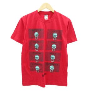 Tシャツ カットソー 9 赤 レッド 半袖 ラウンドネック プリント /YS48 ECC002