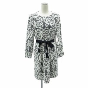 ワンピース ミモレ丈 11 白 花柄 長袖 ラウンドネック リボンベルト付き /SY51 ECC002
