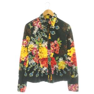 総柄シャツ 長袖 ラメ ストレッチ M ブラック /MY OS ECC002