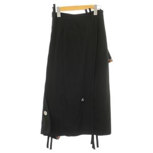 3.1 phillip lim スカート ロング 00 黒 ブラック ボタン付き ラップデザイン/GP ECC002