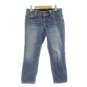 デニム ジーンズ 36 インディゴブルー クロップド丈 ウォッシュ加工 5ポケット