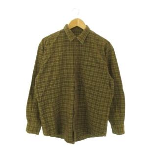 コーデュロイシャツ M 緑 グリーン チェック柄 レギュラーカラー 長袖 /AO5 ECC002