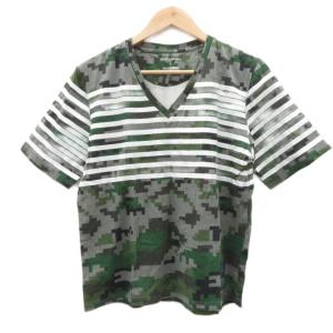 × テットオム TETE HOMME Tシャツ カットソー 5 カーキ Vネック 半袖 デジタル迷彩柄