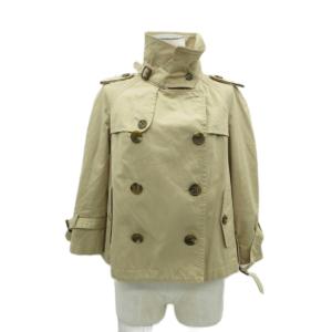 トレンチコート ショート丈 36 ベージュ ダブルブレスト スタンドカラー /HO29 ECB002