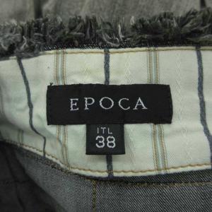 EPOCA デニムフレアスカート 38 グレー フリル ユーズド加工 ひざ丈 /YS47 ECB002