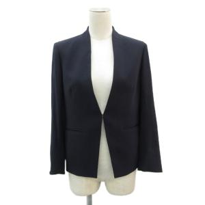 theory luxe セットアップ 上下 ノーカラージャケット ミドル丈 テーパードパンツ ロング丈 34 紺 ネイビー /HO37
